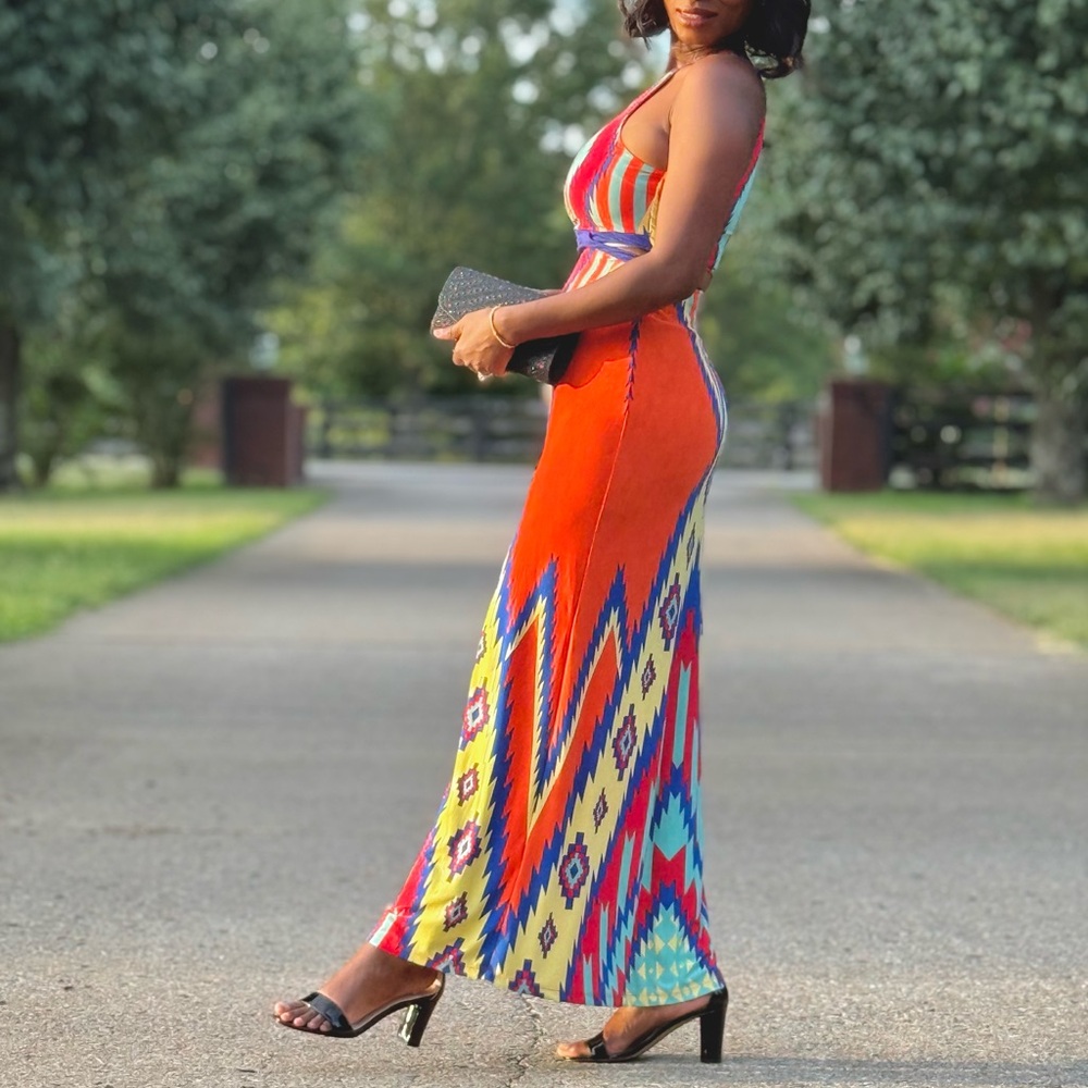 Vibrant Geometric Maxi Dress
